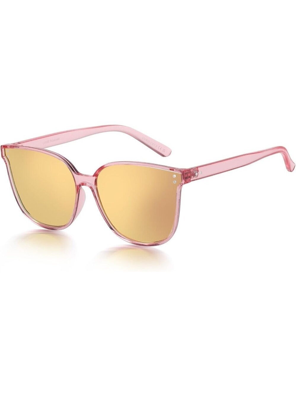 Women's C06 Transparent Pink Frame Gold Polarized Stylish Cat Eyes Sunglasses